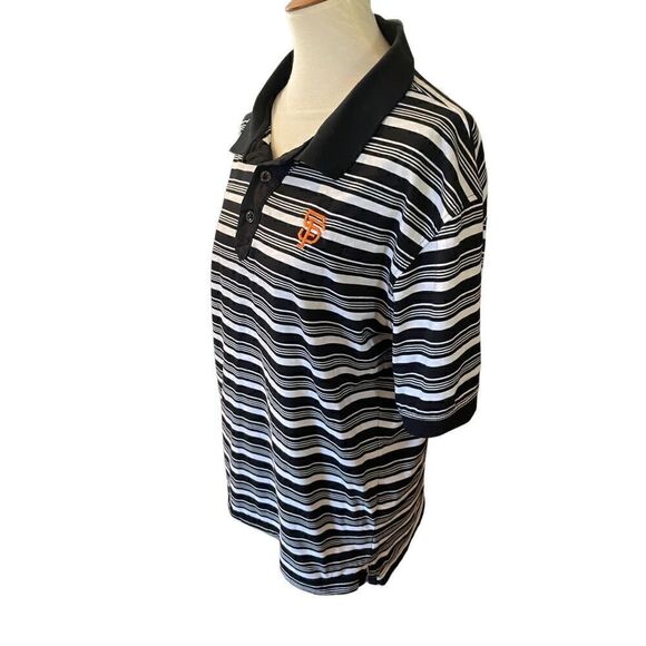Genuine Merchandise True Fan Black&White Striped Half Button Down Short Sleeve S - Picture 7 of 10